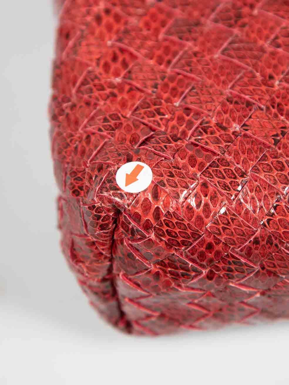 Bottega Veneta Red Snakeskin Baby Olimpia Bag 3