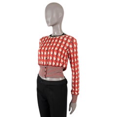 BOTTEGA VENETA viscosa roja 2018 LUREX WALLPAPER ARC PRINT Cárdigan Suéter 40 S