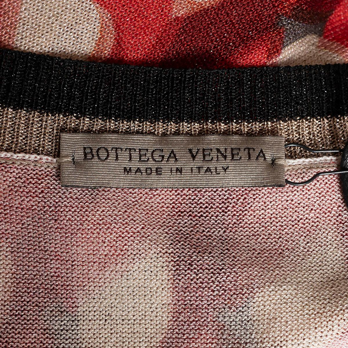 BOTTEGA VENETA red viscose 2018 LUREX WALLPAPER ARC PRINT Cardigan Sweater 40 S For Sale 2