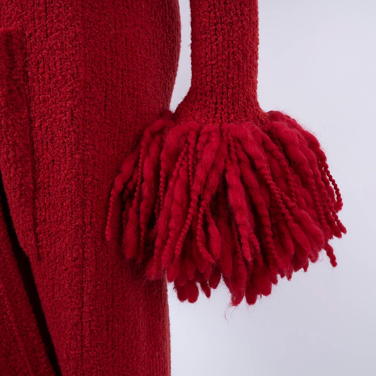 Women's BOTTEGA VENETA red wool 2018 FRINGE SLEEVE KNIT Coat Jacket 38 XS For Sale
