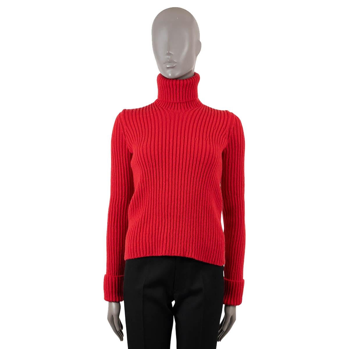 BOTTEGA VENETA red wool 2020 DISTORTED RIB KNIT TURTLENECK Sweater S In Excellent Condition For Sale In Zürich, CH