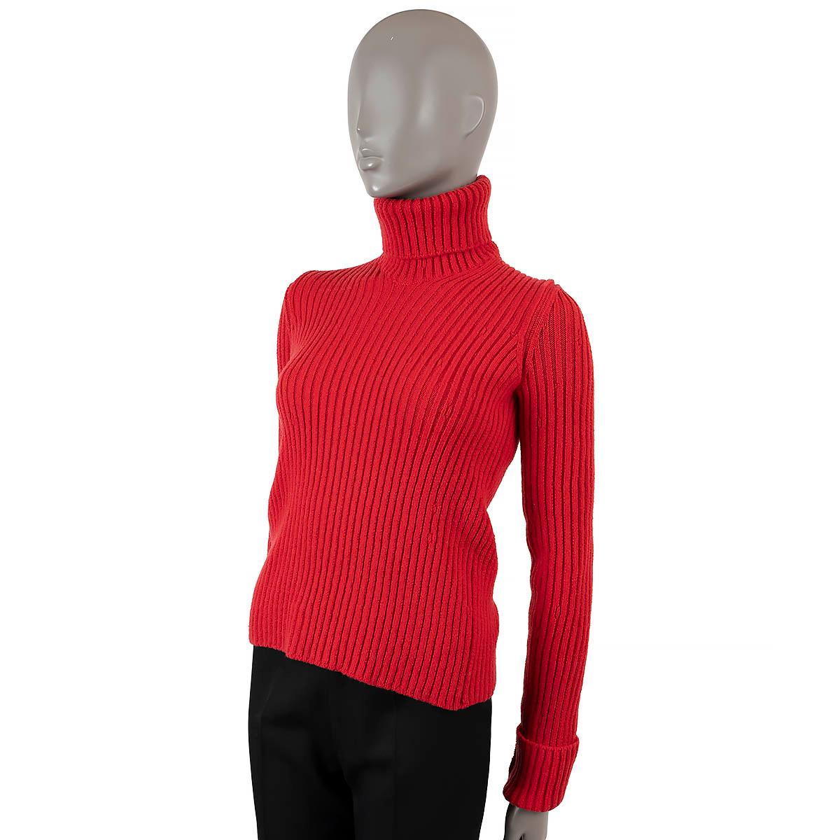 Women's BOTTEGA VENETA red wool 2020 DISTORTED RIB KNIT TURTLENECK Sweater S For Sale