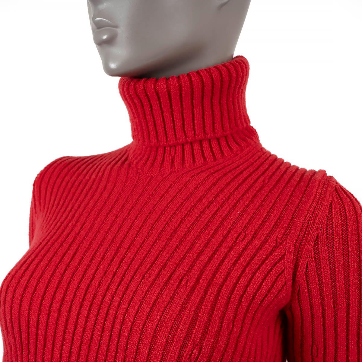 BOTTEGA VENETA red wool 2020 DISTORTED RIB KNIT TURTLENECK Sweater S For Sale 2