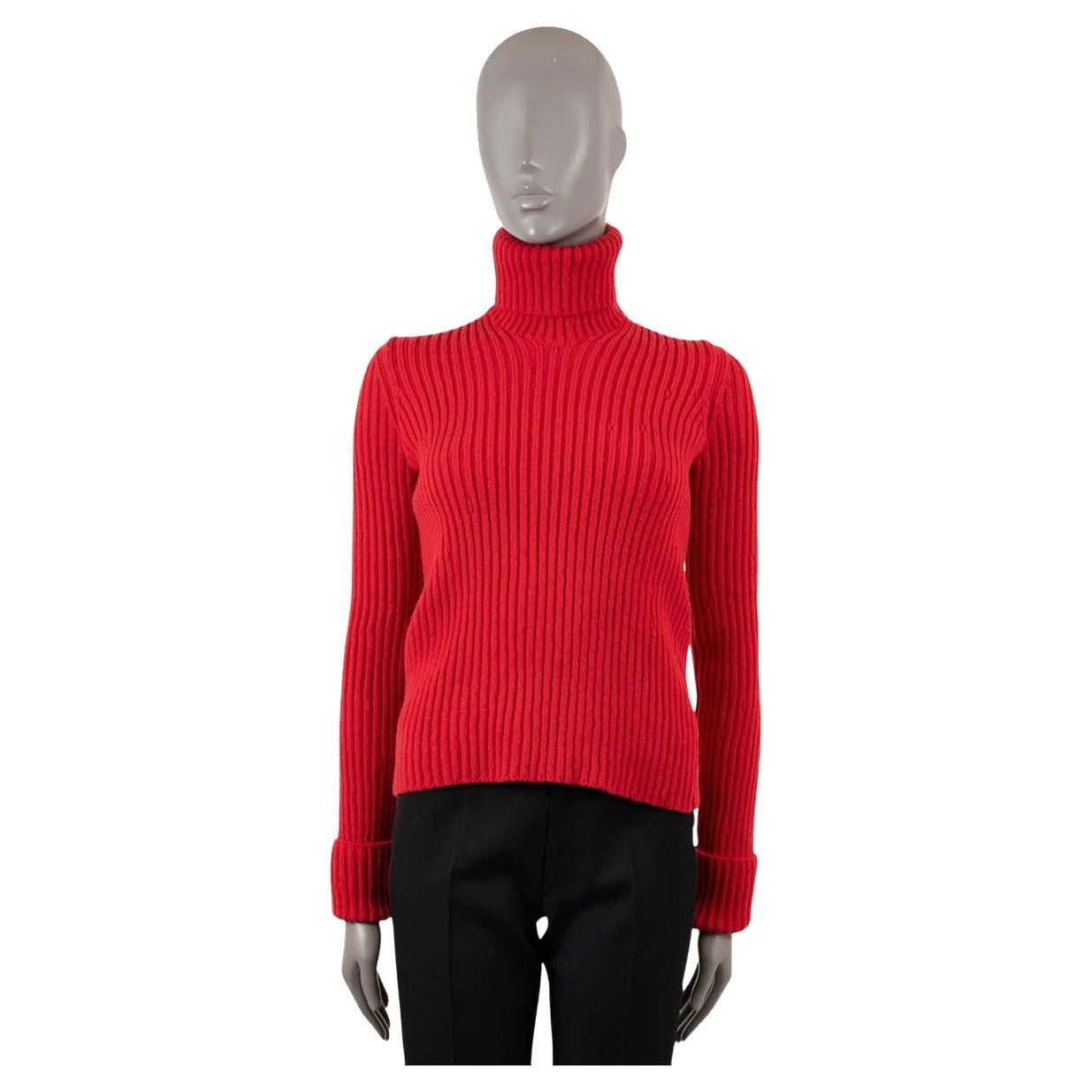 BOTTEGA VENETA red wool 2020 DISTORTED RIB KNIT TURTLENECK Sweater S For Sale