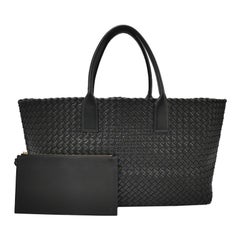 Bottega Veneta Reissued Cabat Intreccio Leather Tote Bag Black 40cm