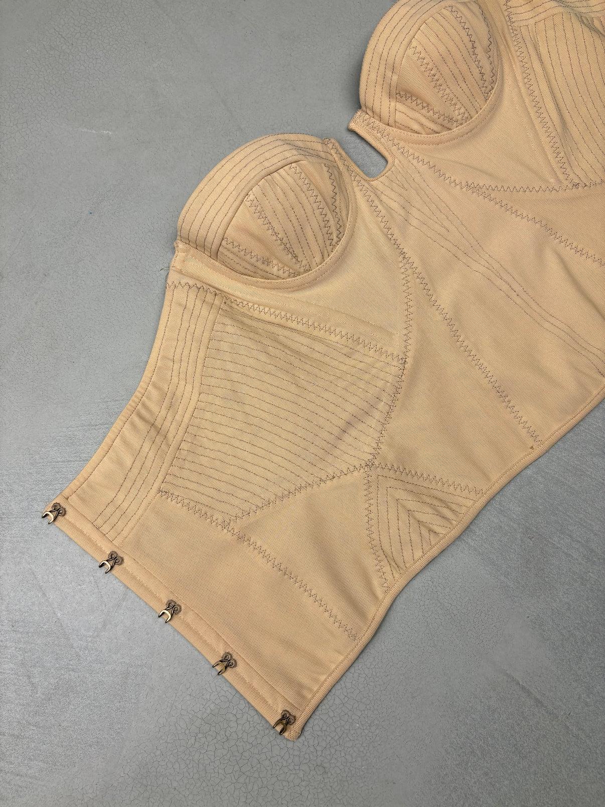 Bottega Veneta Resort 2012 Hellbraunes getäfeltes Korsett Damen im Angebot