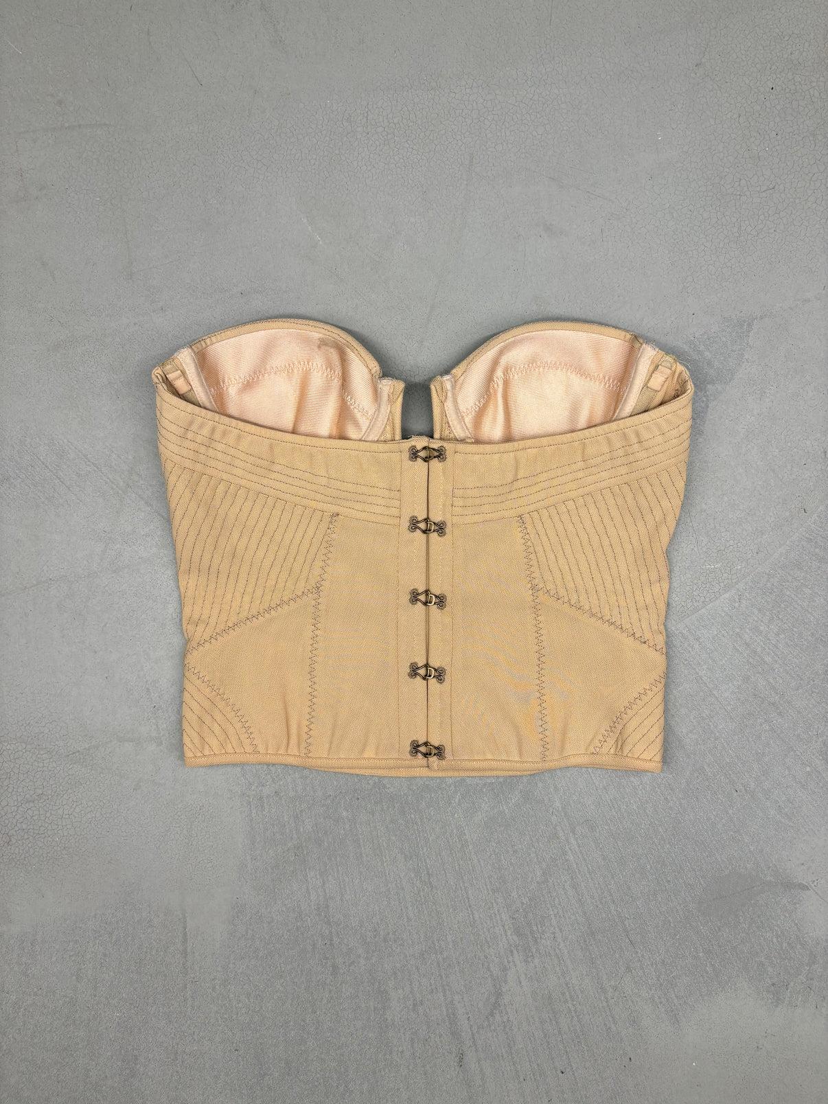 Bottega Veneta Resort 2012 Hellbraunes getäfeltes Korsett im Angebot 1