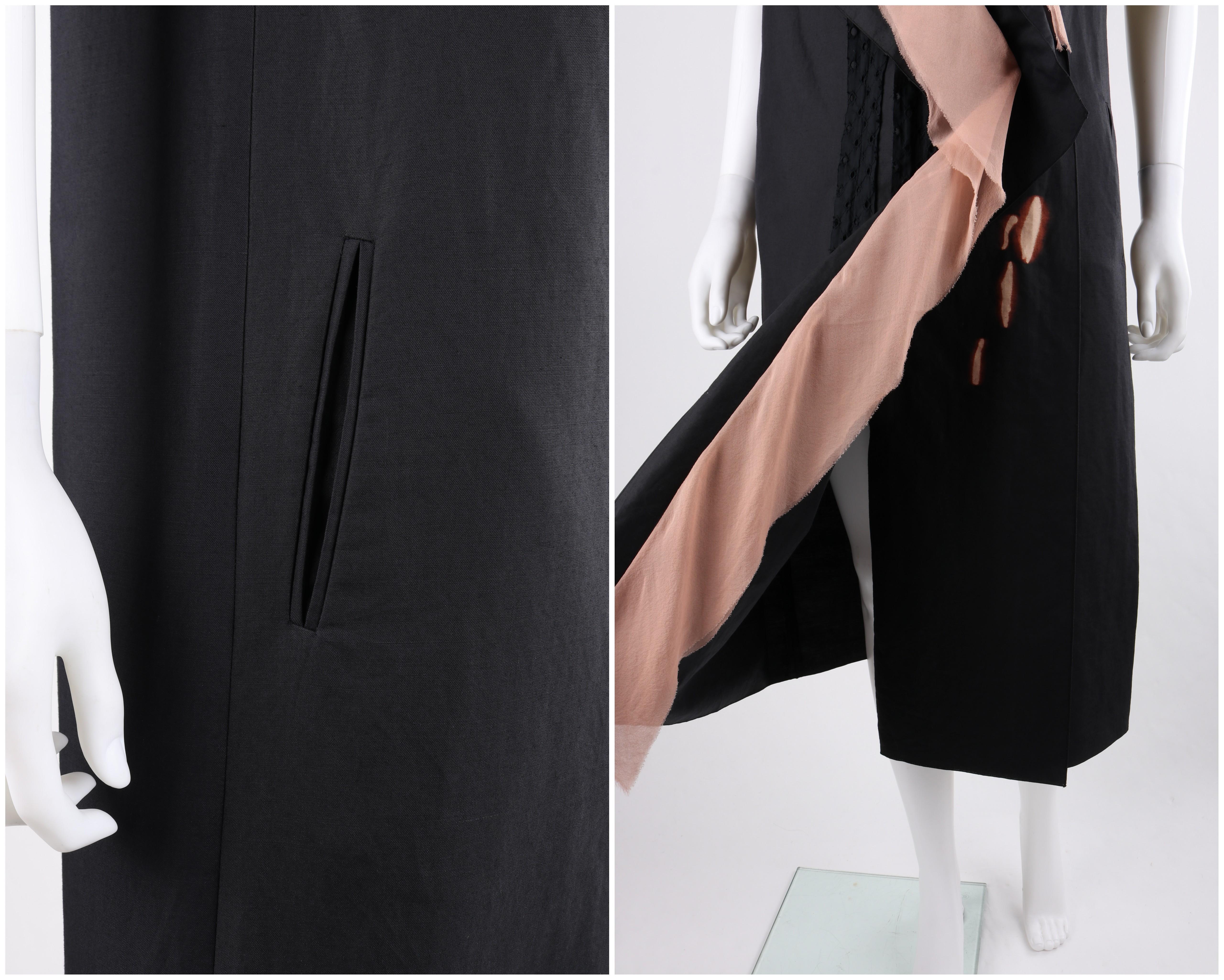 BOTTEGA VENETA Resort 2015 Black Pink Silk Layered Detail Sleeveless Shift Dress 2