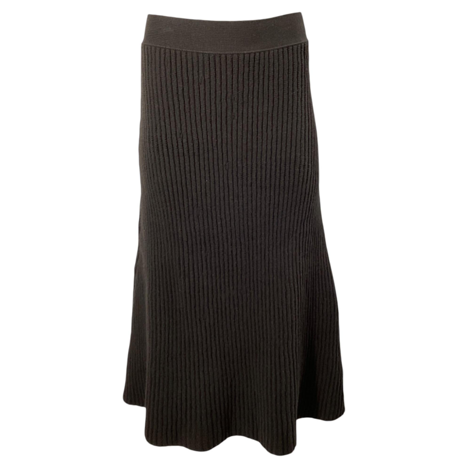 Falda de largo medio con diseño de rayas distorsionadas de Bottega Veneta, de lana marrón en venta