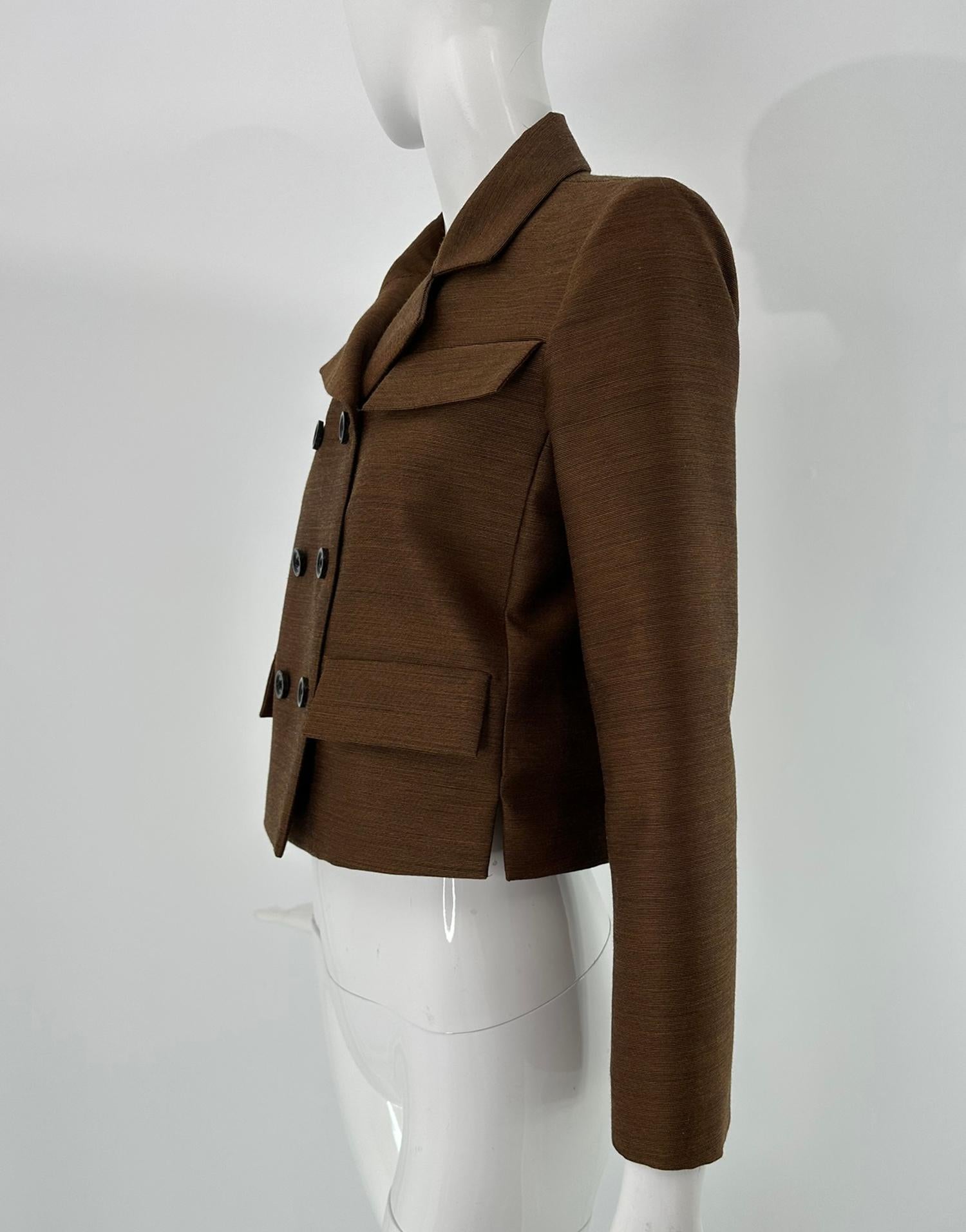 Bottega Veneta Chaqueta cruzada de doble botonadura en mezcla de lana y seda 38 NWT en Excelente estado para la venta en West Palm Beach, FL