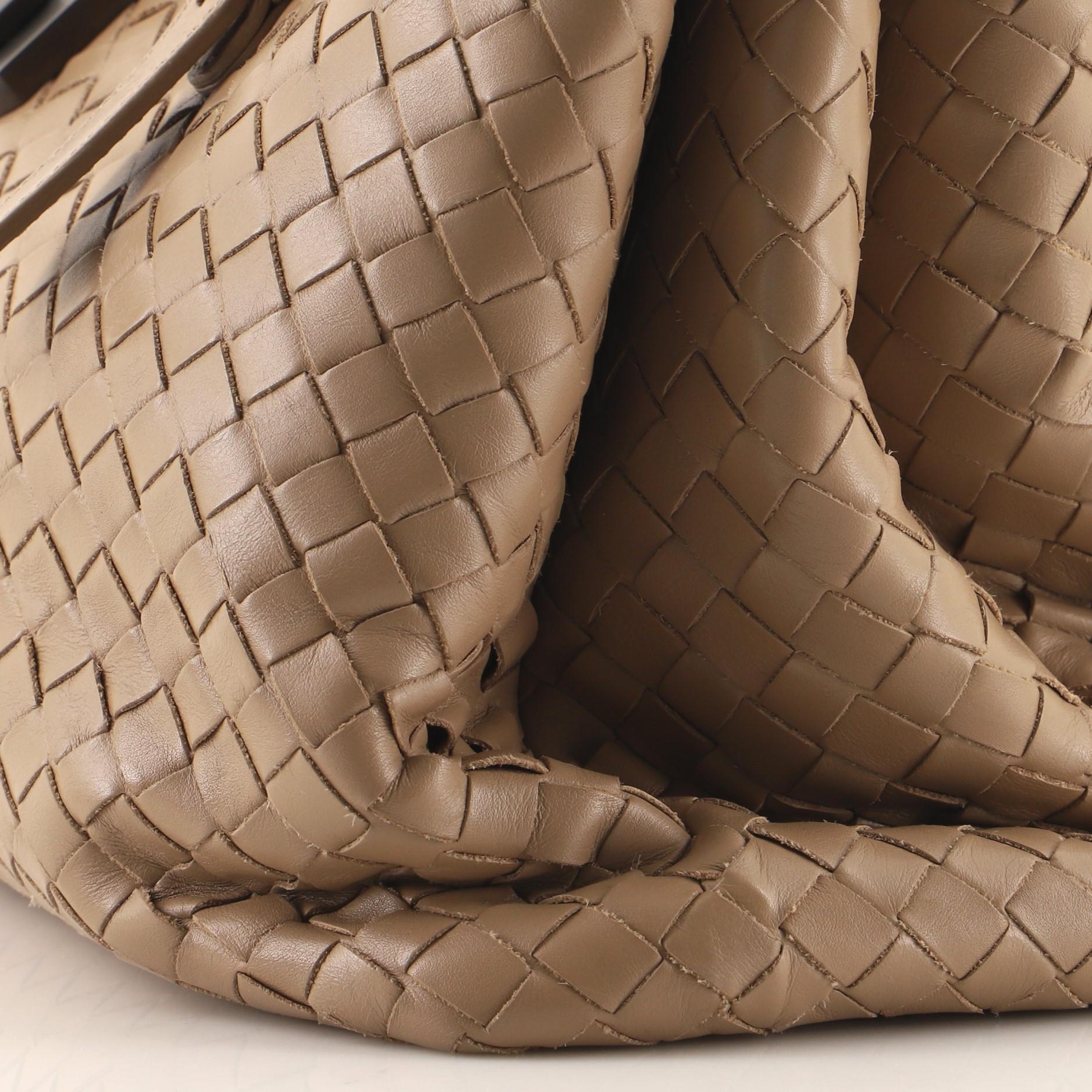 Brown Bottega Veneta Roma Bag Intrecciato Nappa Small