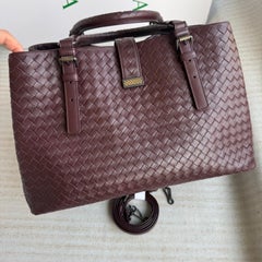 Bottega Veneta Roma Burgundy Intrecciato Nappa Leather Large 35cm