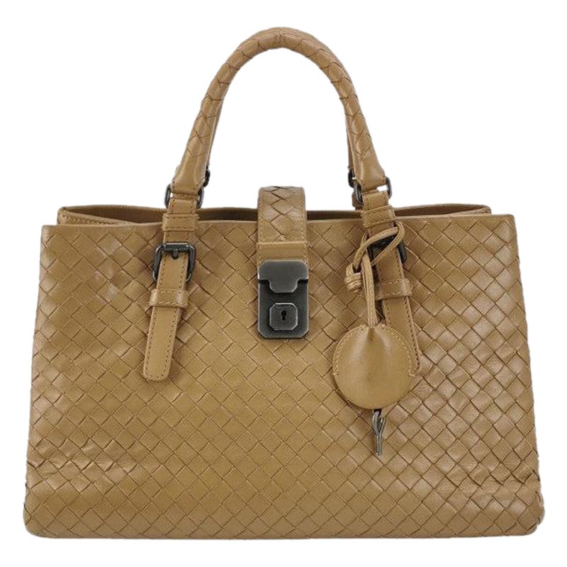 Bottega Veneta Roma Handbag Bag Intrecciato Nappa Leather Beige Large 35cm