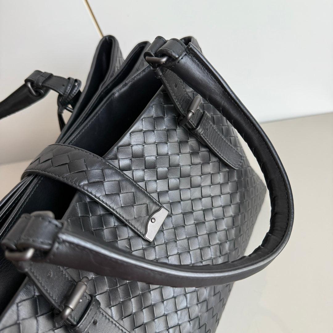 Bottega Veneta Roma Handbag Bag Intrecciato Nappa Leather Black Large 35cm 10