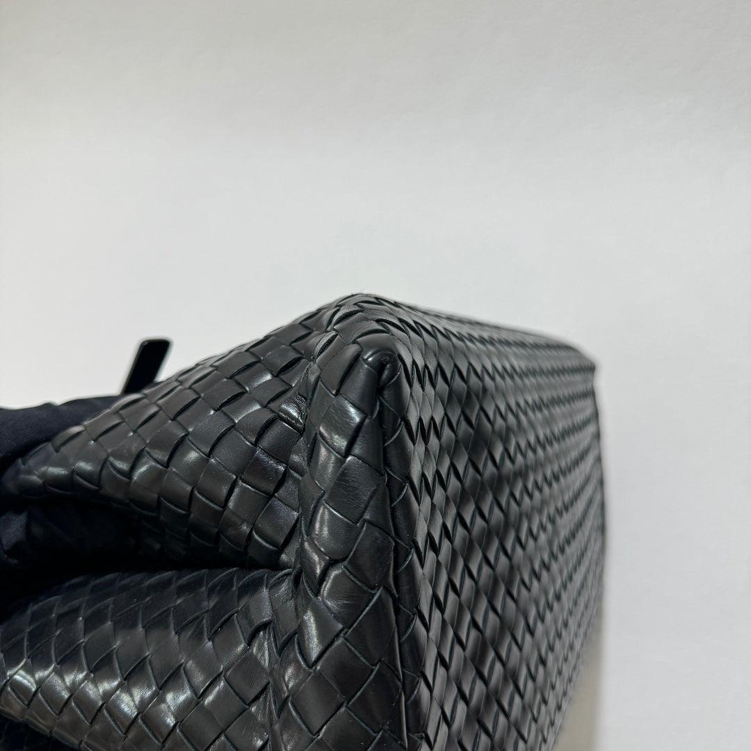 Bottega Veneta Roma Bolso Bolso Intrecciato Piel Nappa Negro Grande 35cm 12