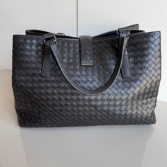 Bottega Veneta Roma Handbag Bag Intrecciato Nappa Leather Black Large 35cm