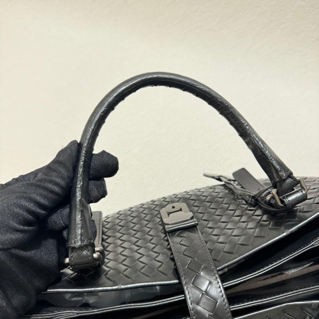 De las mujeres Bottega Veneta Roma Bolso Bolso Intrecciato Piel Nappa Negro Grande 35cm