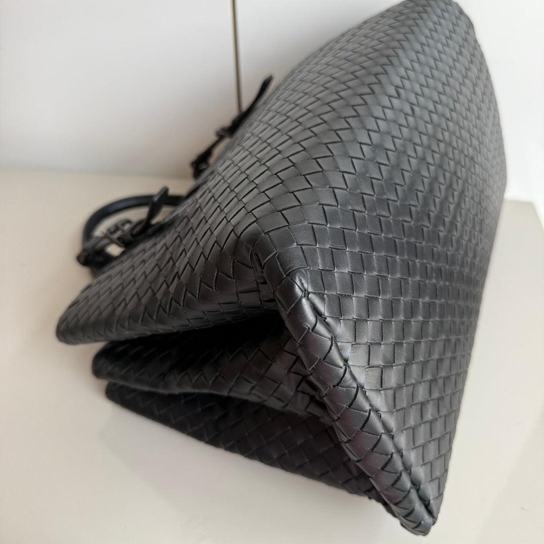Women's Bottega Veneta Roma Handbag Bag Intrecciato Nappa Leather Black Large 35cm