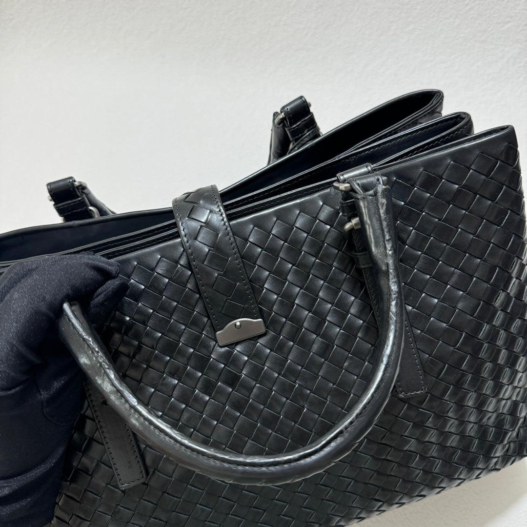 Bottega Veneta Roma Bolso Bolso Intrecciato Piel Nappa Negro Grande 35cm 1