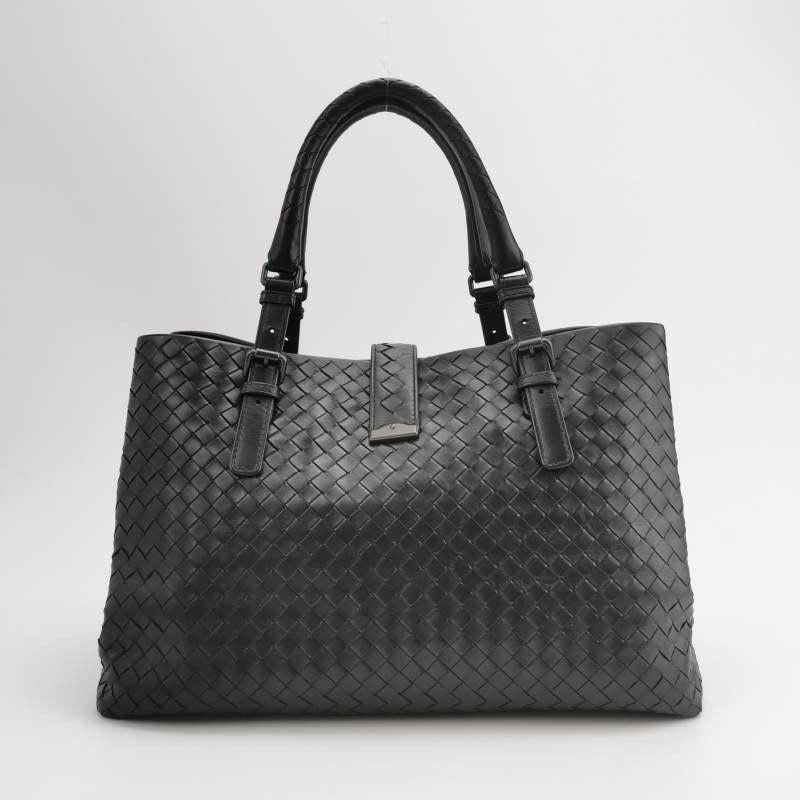 Bottega Veneta Roma Handbag Bag Intrecciato Nappa Leather Black Large 35cm 1