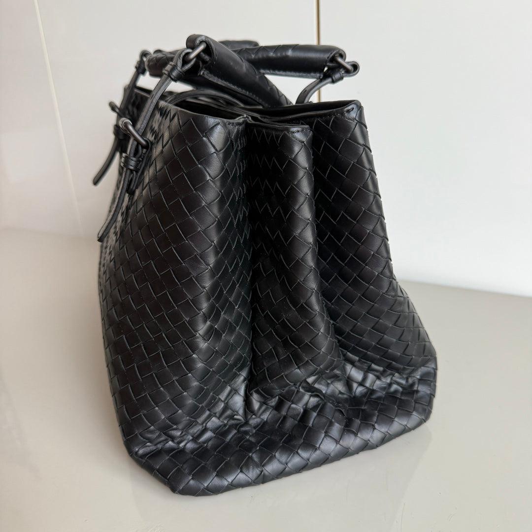 Bottega Veneta Roma Handbag Bag Intrecciato Nappa Leather Black Large 35cm 2