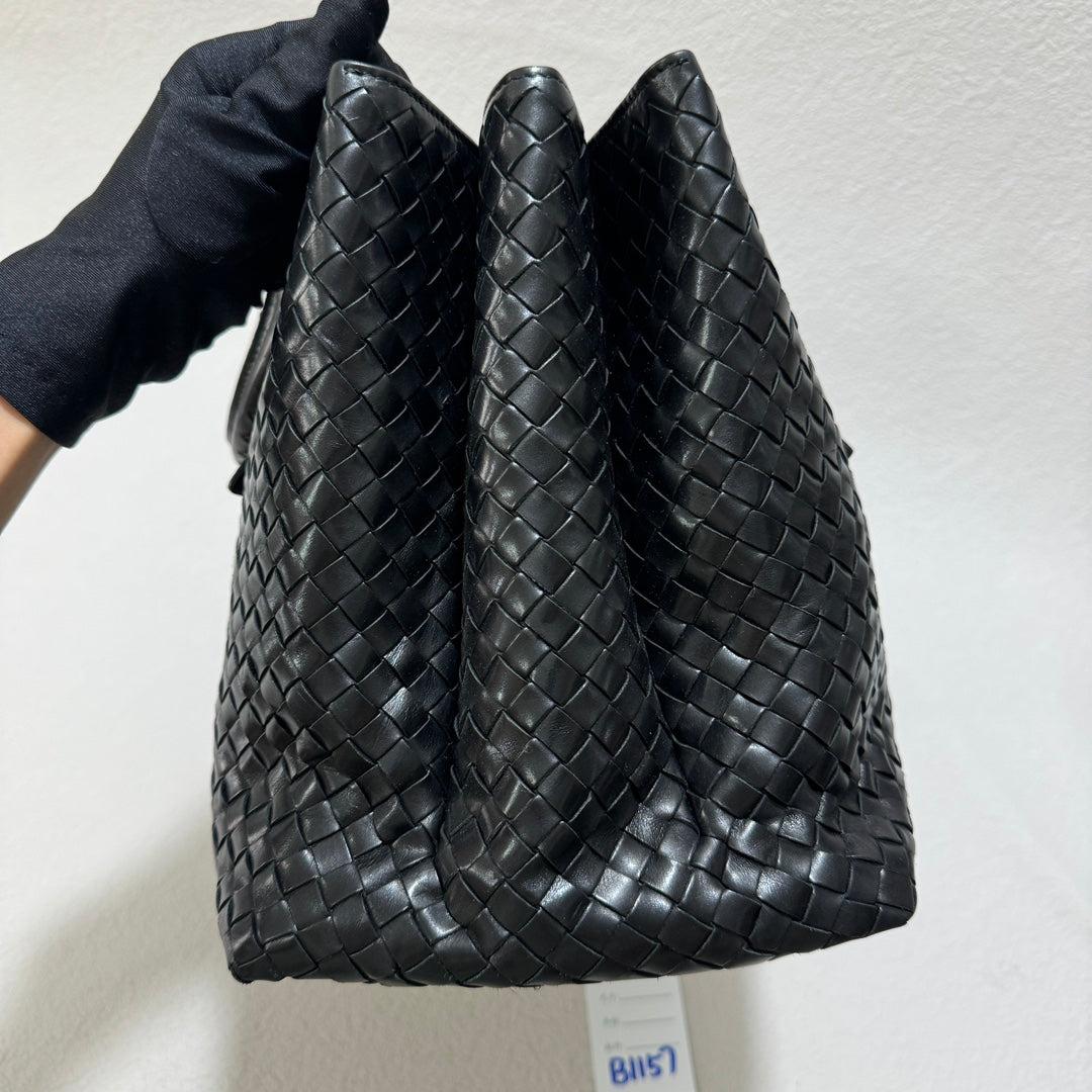 Bottega Veneta Roma Bolso Bolso Intrecciato Piel Nappa Negro Grande 35cm 3