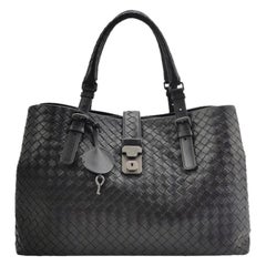 Bottega Veneta Roma Handbag Bag Intrecciato Nappa Leather Black Large 35cm