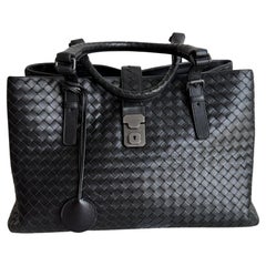 Bottega Veneta Roma Handbag Bag Intrecciato Nappa Leather Black Large 35cm