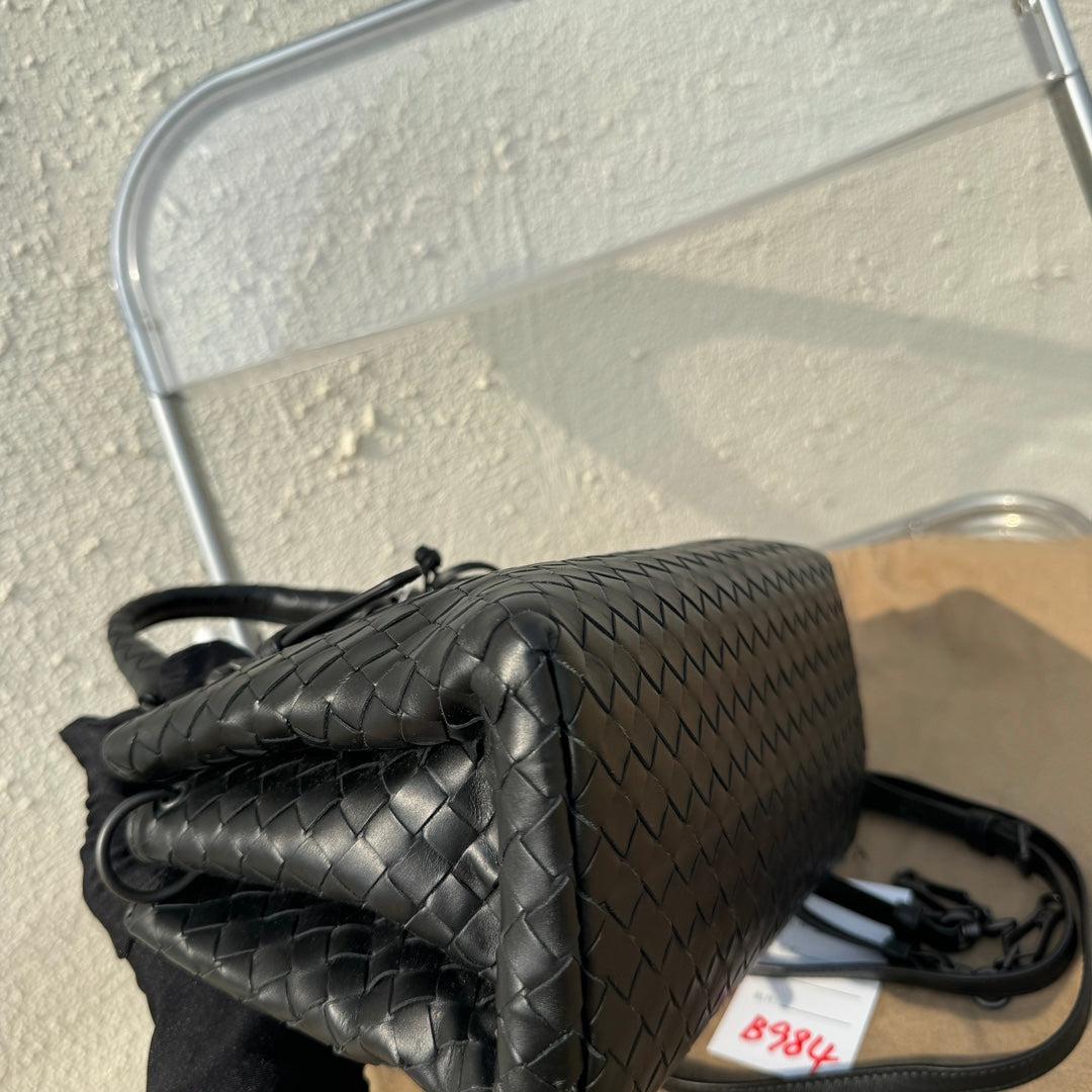 Bottega Veneta Roma Handbag Bag Intrecciato Nappa Leather Black Mini 25cm 8