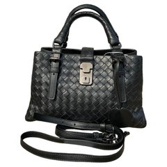 Bottega Veneta Roma Handbag Bag Intrecciato Nappa Leather Black Mini 25cm