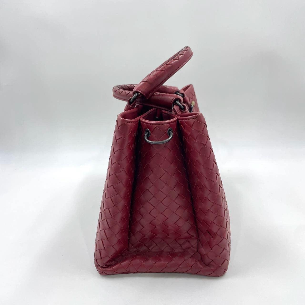 Bottega Veneta Bolso Roma Bolso Intrecciato Piel Nappa Borgoña Pequeño 30cm en venta 5