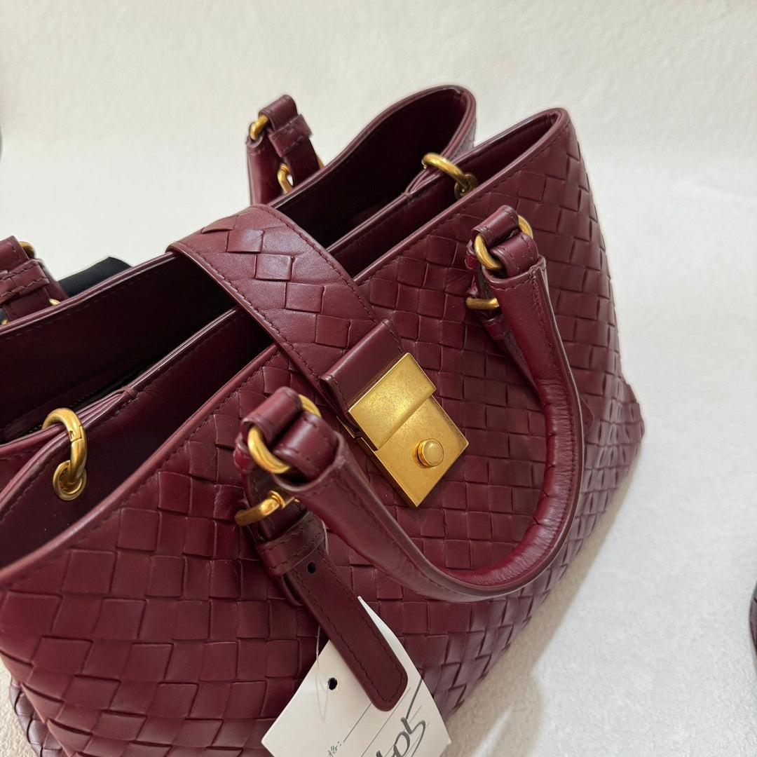 Bottega Veneta Roma Handbag Bag Intrecciato Nappa Leather Burgundy Small 30cm 7
