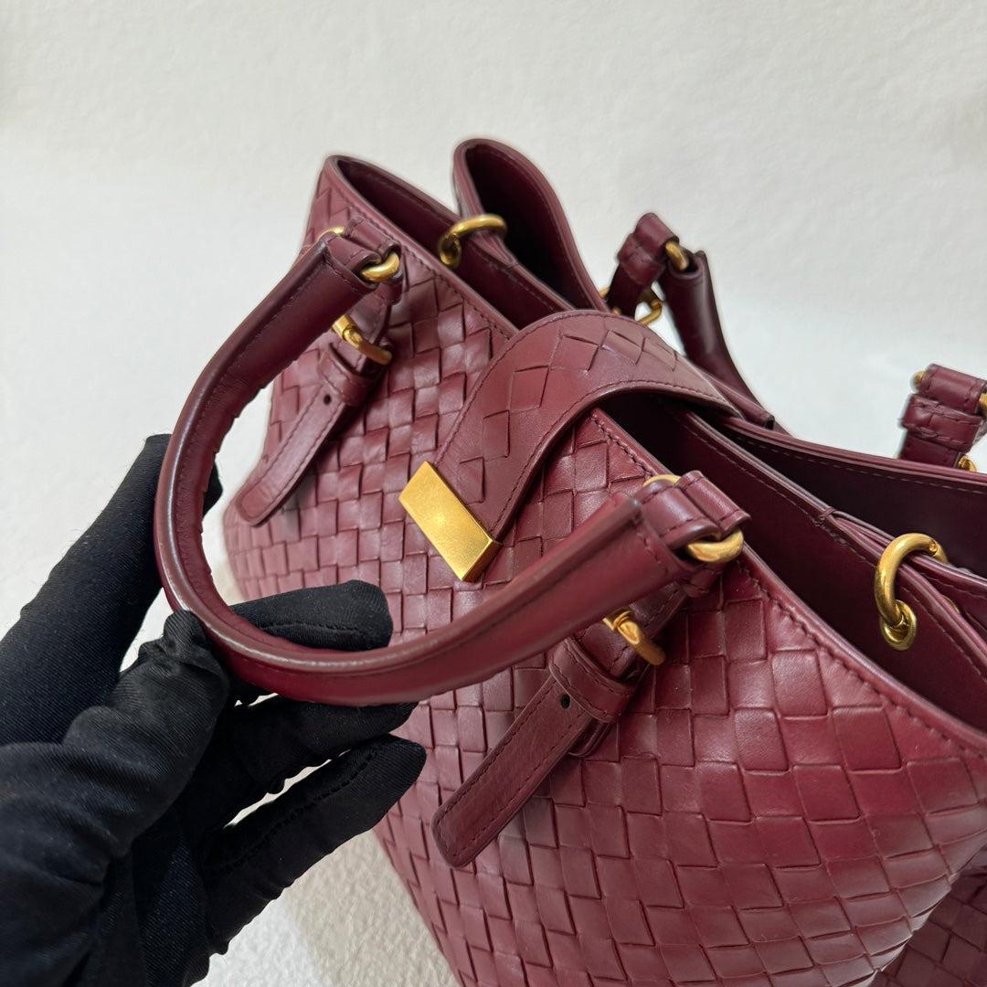 Bottega Veneta Roma Handbag Bag Intrecciato Nappa Leather Burgundy Small 30cm 8
