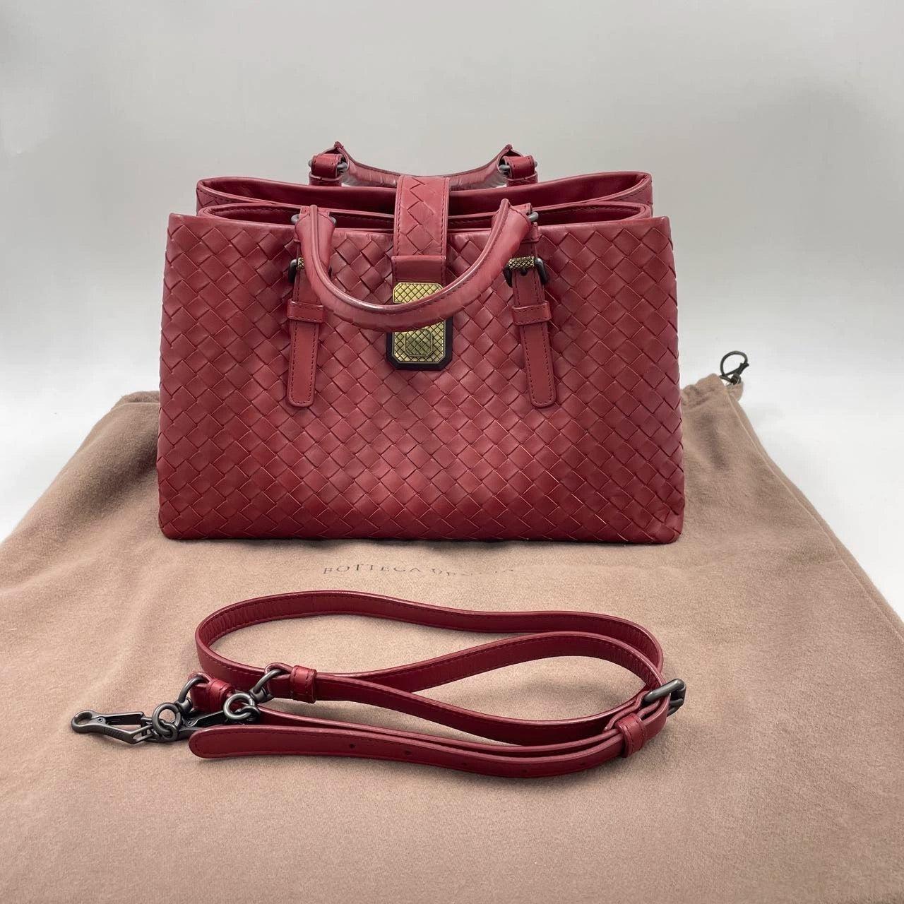 Bottega Veneta Bolso Roma Bolso Intrecciato Piel Nappa Borgoña Pequeño 30cm en venta 9