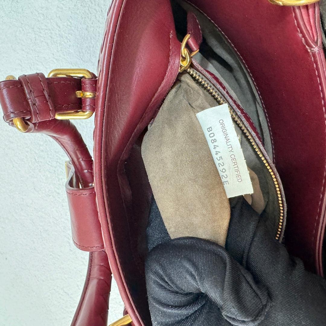 Bottega Veneta Roma Handbag Bag Intrecciato Nappa Leather Burgundy Small 30cm 12