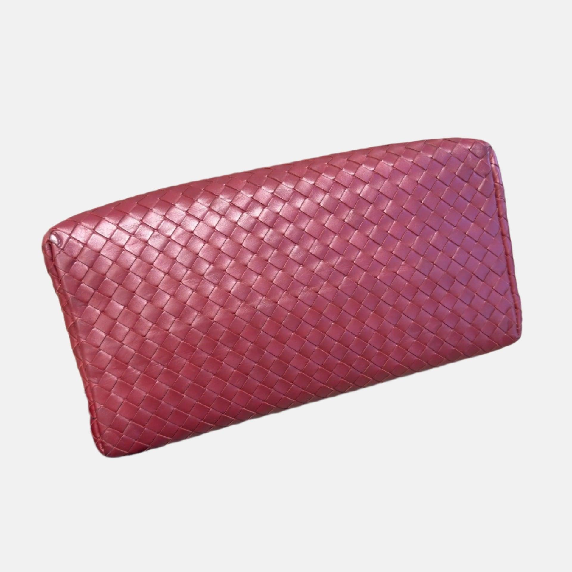 Bottega Veneta Bolso Roma Bolso Intrecciato Piel Nappa Borgoña Pequeño 30cm Marrón en venta