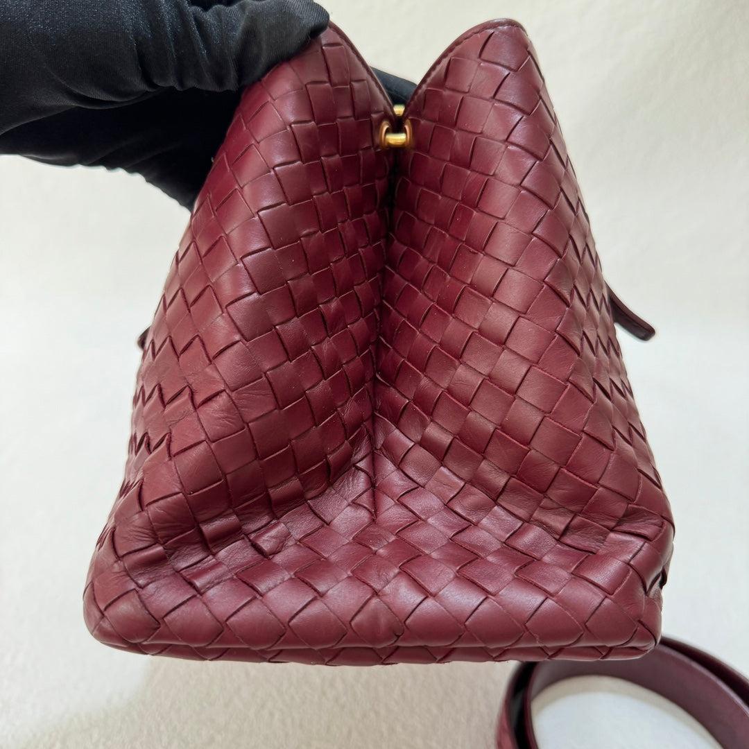 Bottega Veneta Roma Handbag Bag Intrecciato Nappa Leather Burgundy Small 30cm 2
