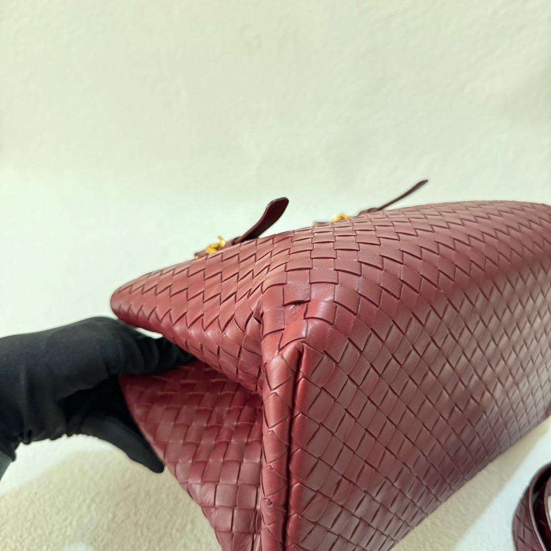 Bottega Veneta Roma Handbag Bag Intrecciato Nappa Leather Burgundy Small 30cm 3