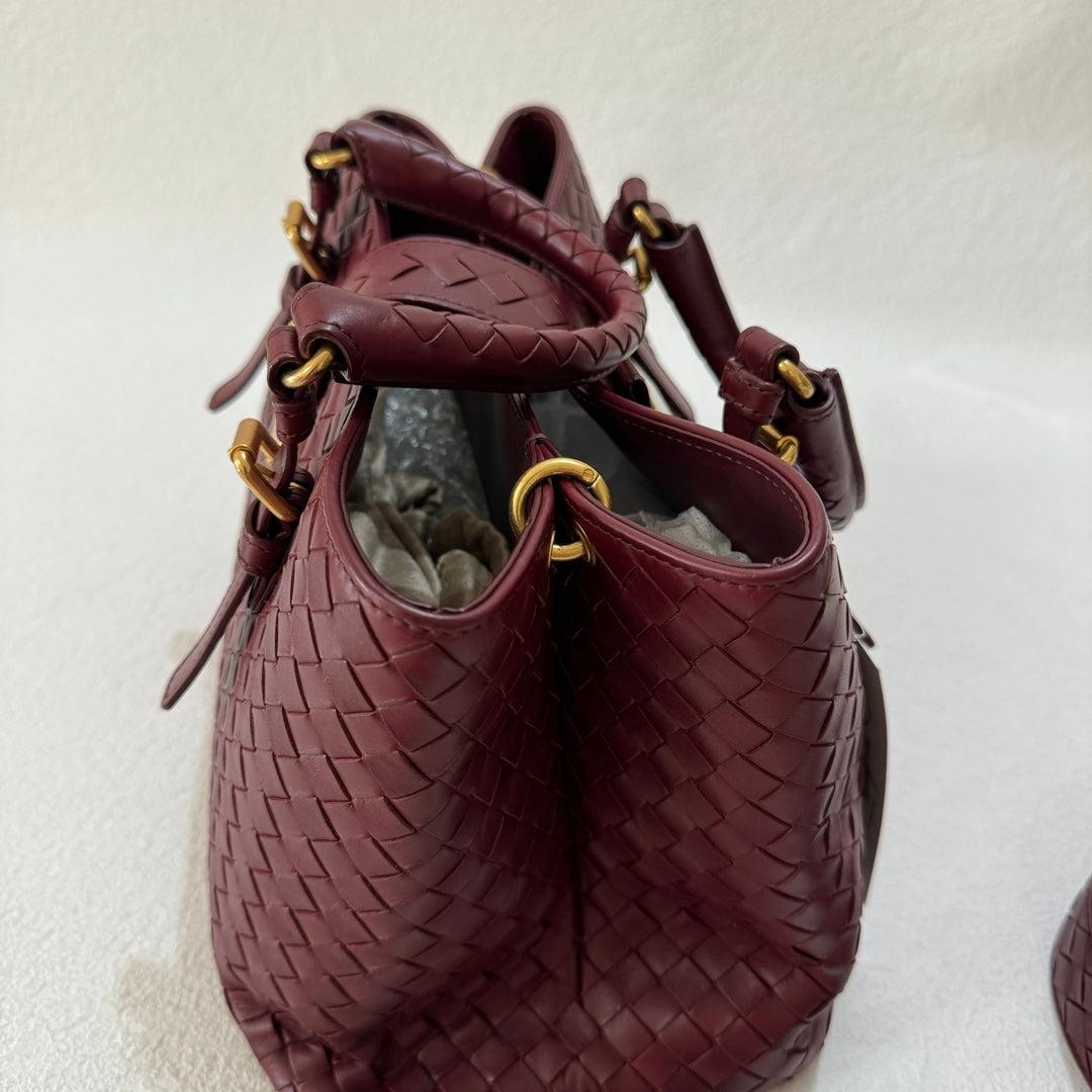 Bottega Veneta Roma Handbag Bag Intrecciato Nappa Leather Burgundy Small 30cm 4