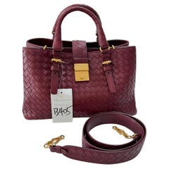 Bottega Veneta Roma Handbag Bag Intrecciato Nappa Leather Burgundy Small 30cm