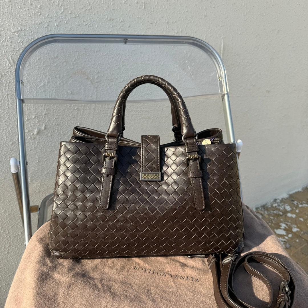 De las mujeres Bottega Veneta Roma Bolso Bolso Intrecciato Nappa Piel Marrón Chocolate Pequeño en venta
