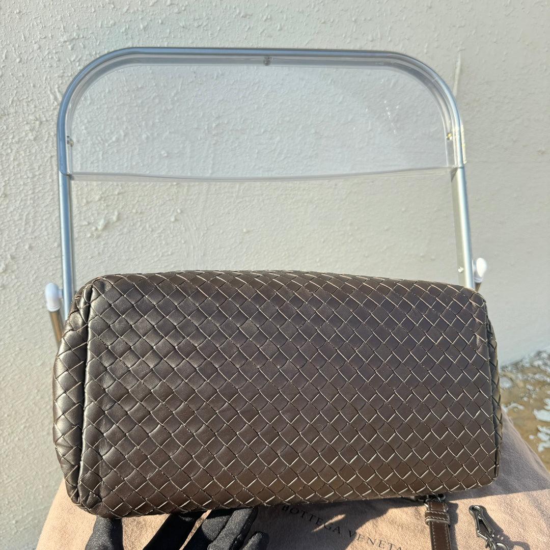 Bottega Veneta Roma Bolso Bolso Intrecciato Nappa Piel Marrón Chocolate Pequeño en venta 1