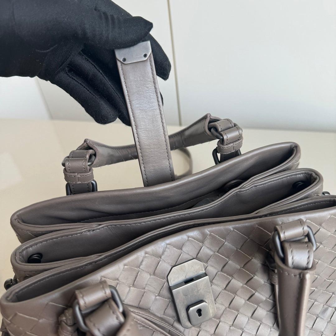 Bottega Veneta Roma Handbag Bag Intrecciato Nappa Leather Grey Large Mini 25cm 10