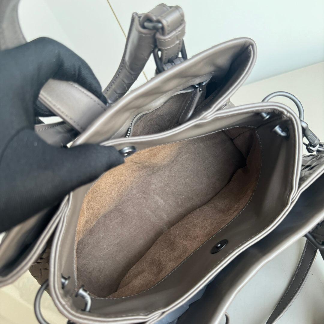 Bottega Veneta Roma Handbag Bag Intrecciato Nappa Leather Grey Large Mini 25cm 12