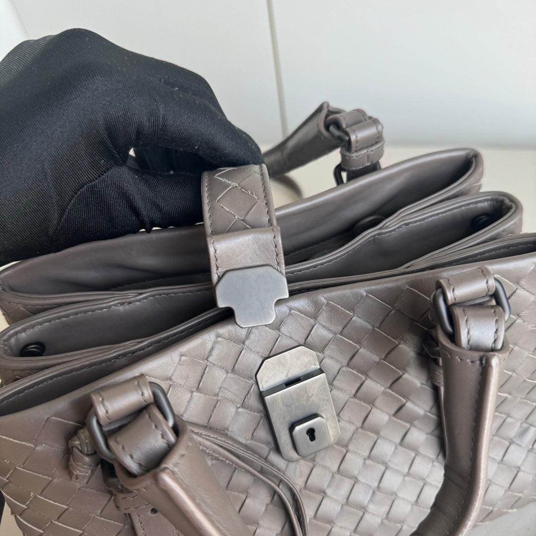 Bottega Veneta Roma Handbag Bag Intrecciato Nappa Leather Grey Large Mini 25cm 13
