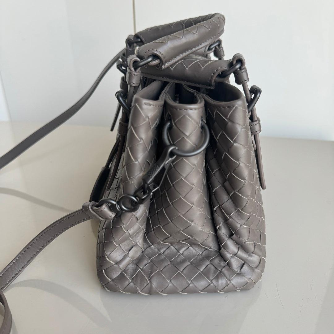 Gray Bottega Veneta Roma Handbag Bag Intrecciato Nappa Leather Grey Large Mini 25cm