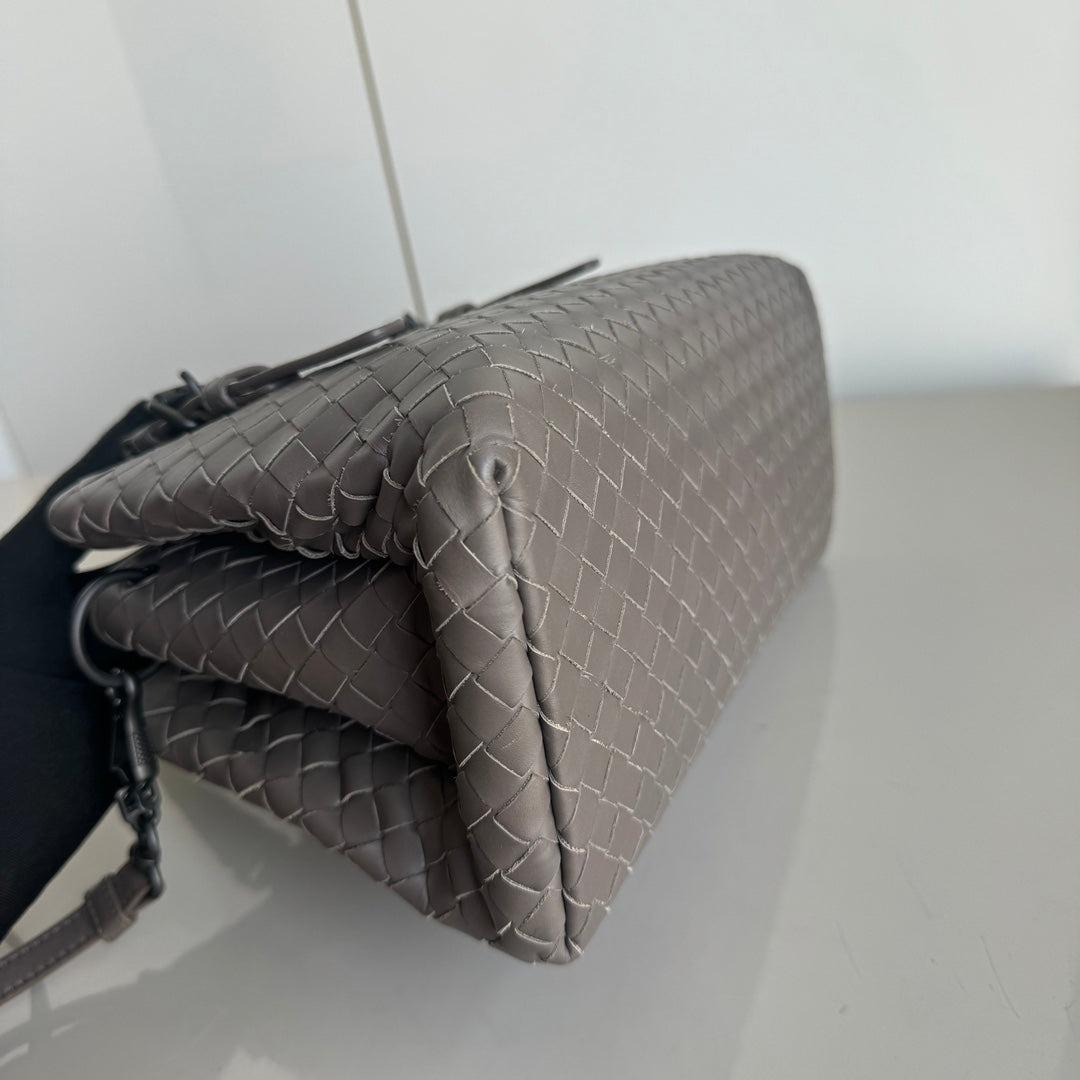 Bottega Veneta Roma Handbag Bag Intrecciato Nappa Leather Grey Large Mini 25cm 2