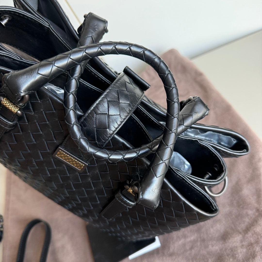 Bottega Veneta Roma Handbag Intrecciato Nappa Leather Black Small 30cm 6