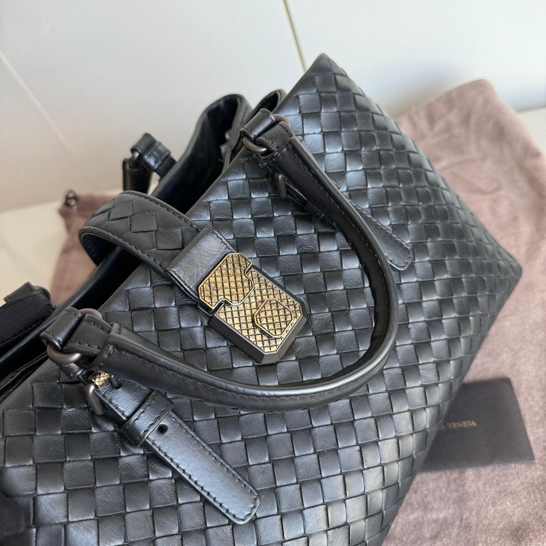 Bottega Veneta Roma Handbag Intrecciato Nappa Leather Black Small 30cm 8