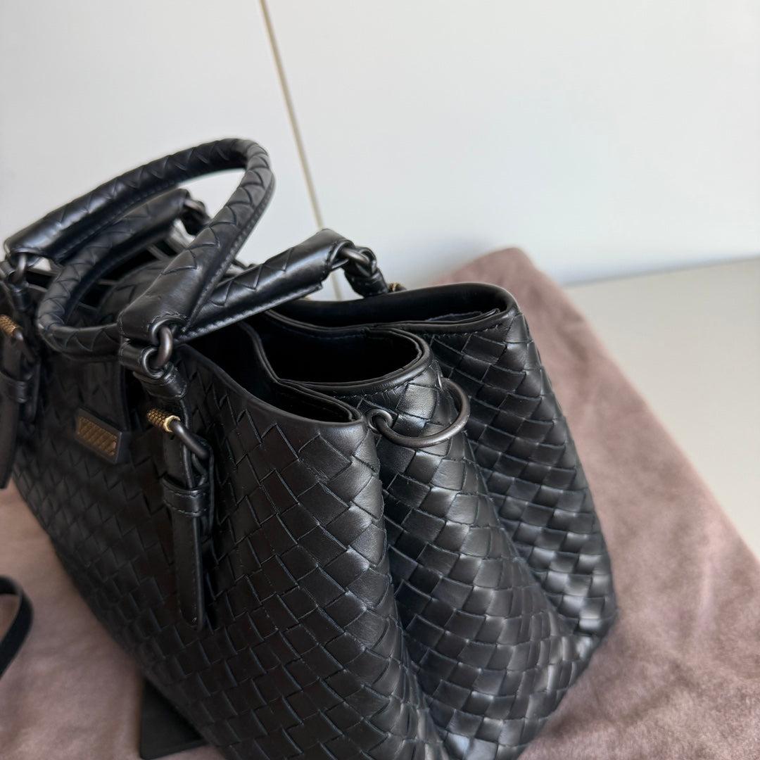 Bottega Veneta Roma Handbag Intrecciato Nappa Leather Black Small 30cm 5